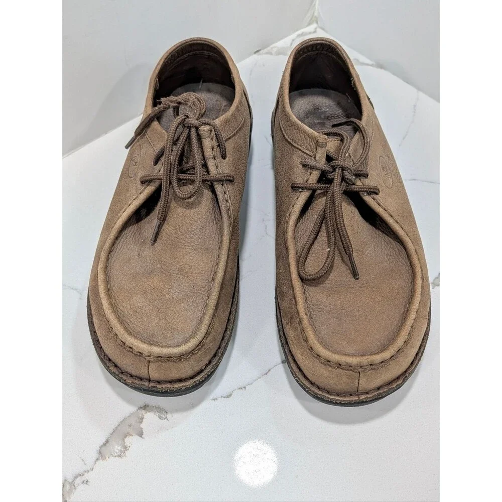 Propet Men 10 Leather Comfort Loafers Shoes Brown Lace Up Walking Support Wide